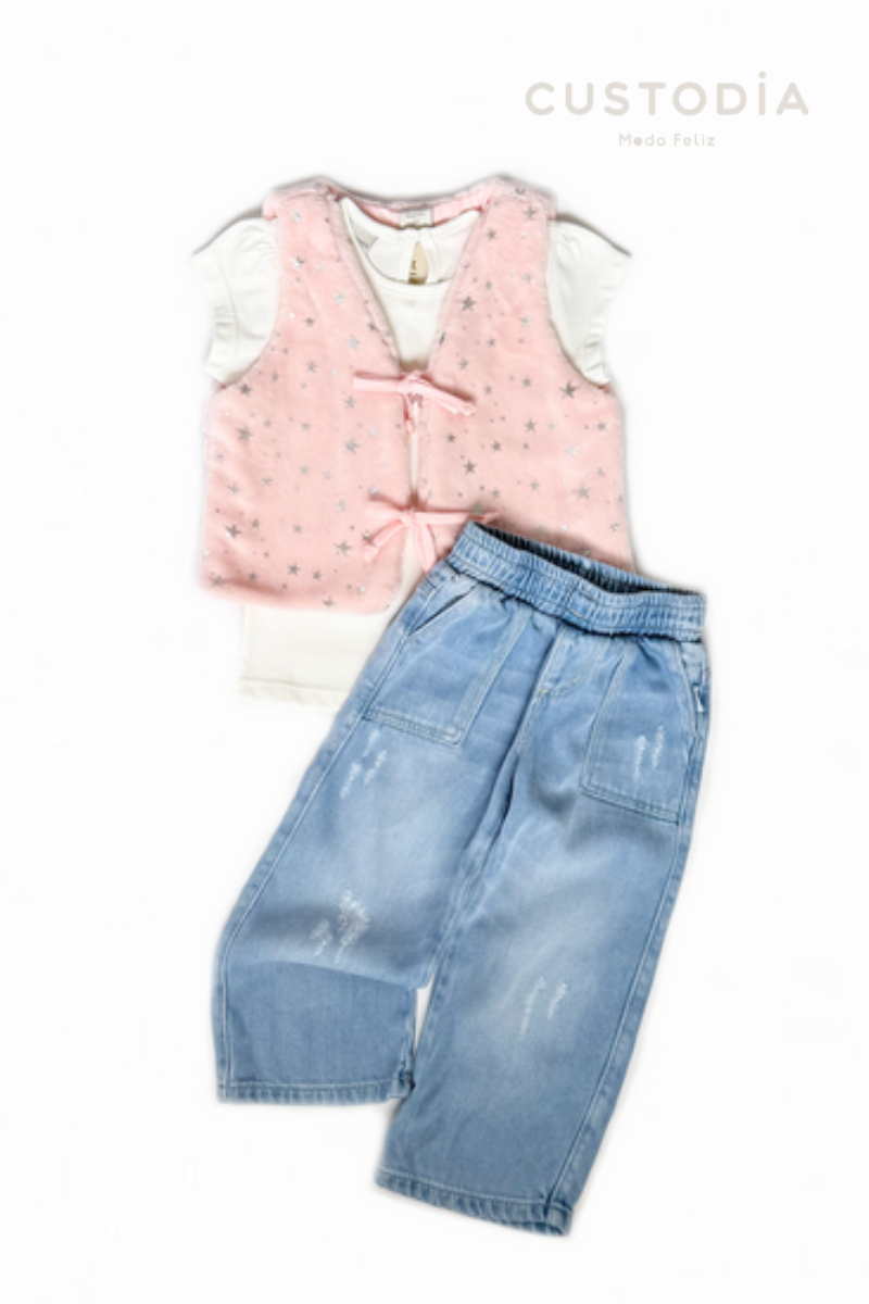 Set Chaleco, Camiseta y Jean Estrellas Mágicas
