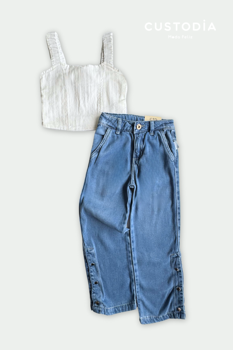 Set Jean y Crop Top Berlín Para Niña
