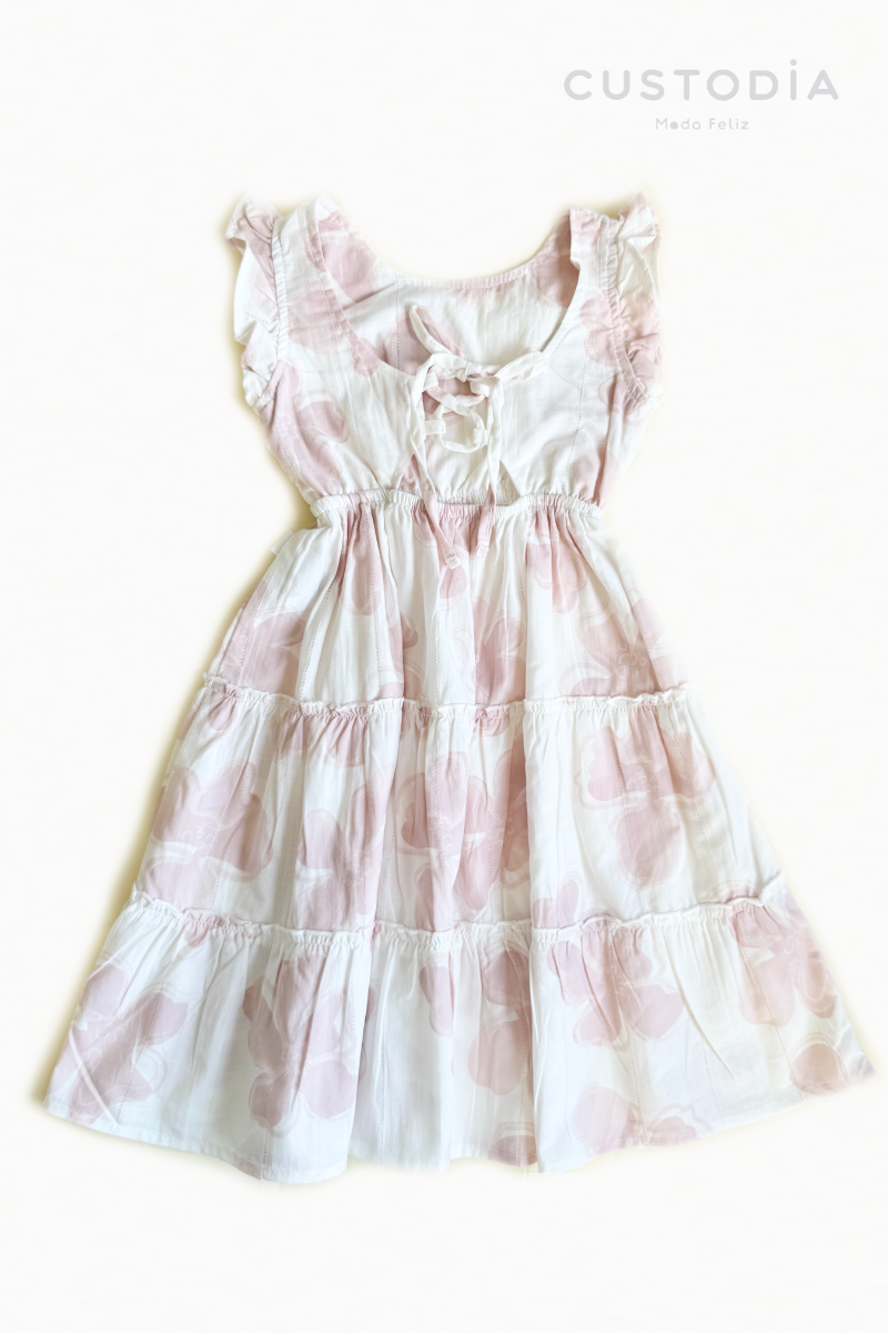 Vestido Flores Textura Lino