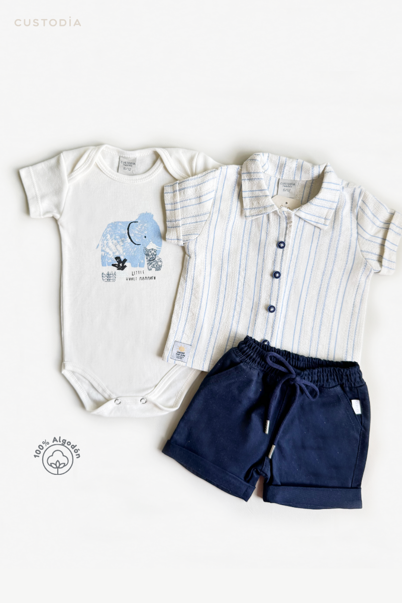 Set 3 Prendas Camisa, Body y Bermuda Sun