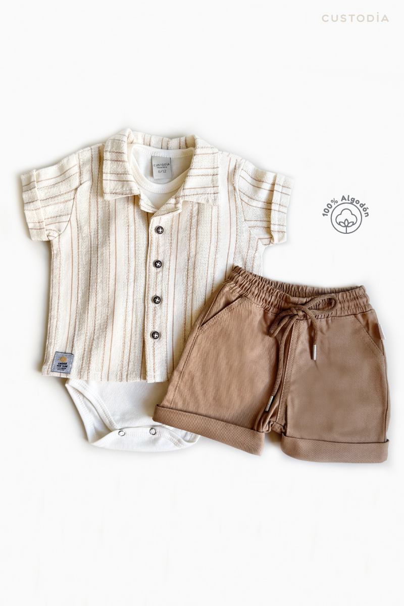Set 3 Prendas Camisa, Body y Bermuda Sun