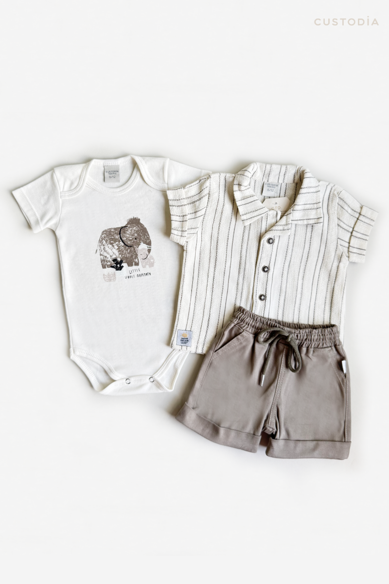 Set 3 Prendas Camisa, Body y Bermuda Sun
