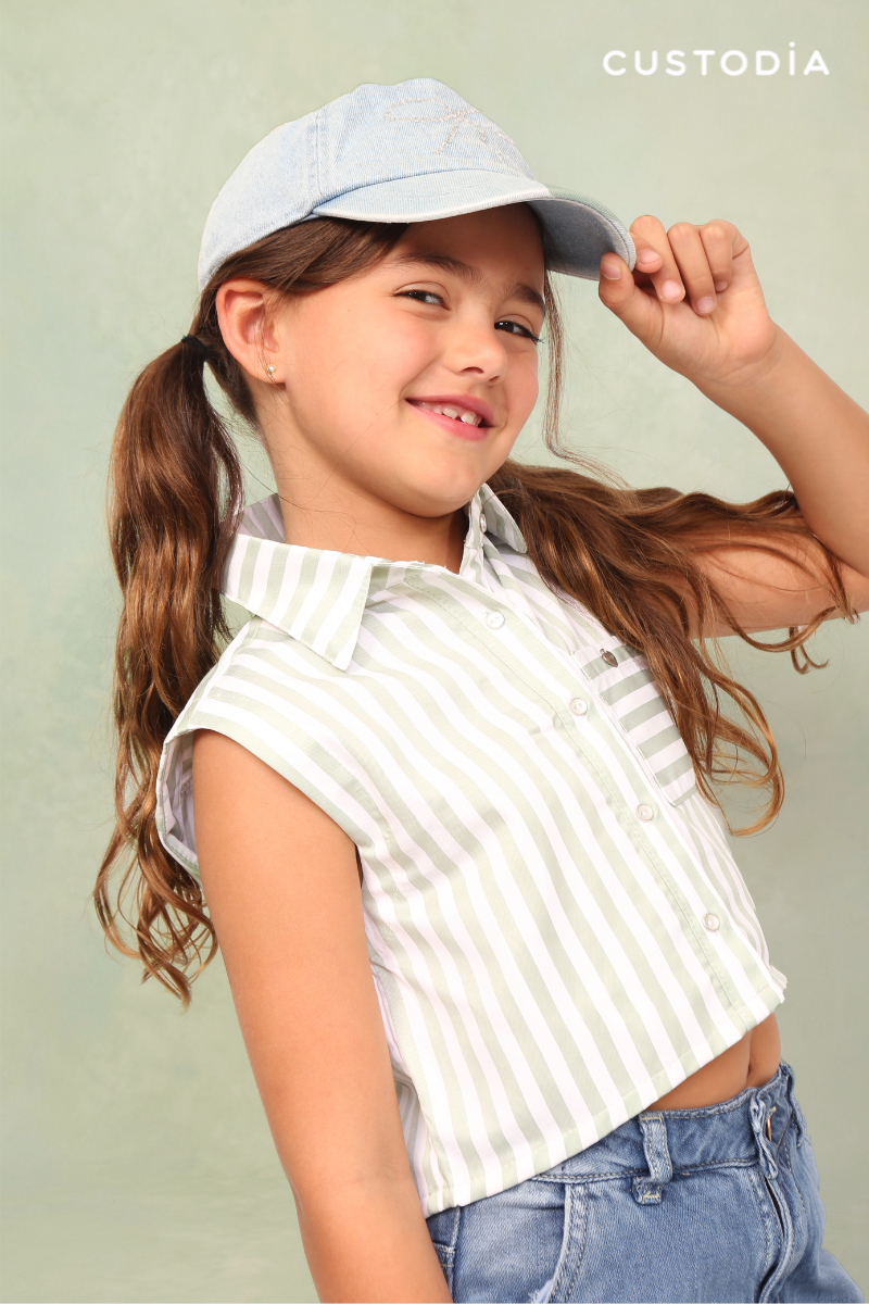 Set 2 Prendas Jean Botones y Camisera Rayas
