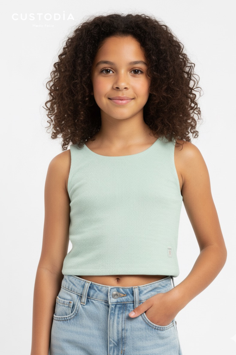 Crop Top Textura Moños Espalda