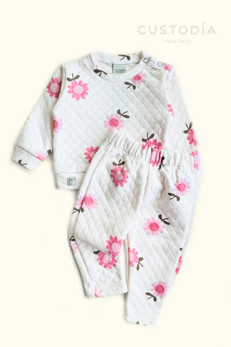 Set Buzo y Jogger Textura Flores