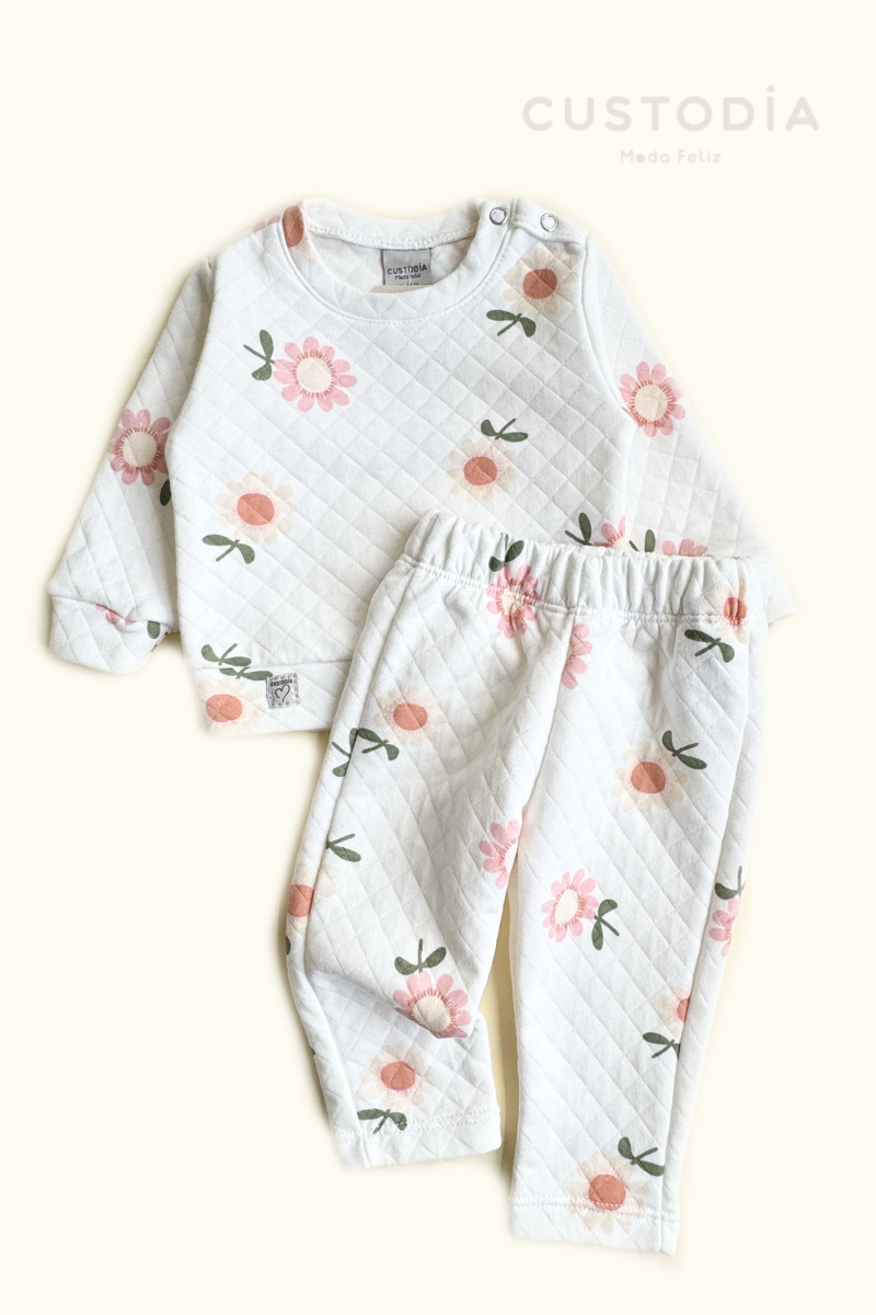 Set Buzo y Jogger Textura Flores