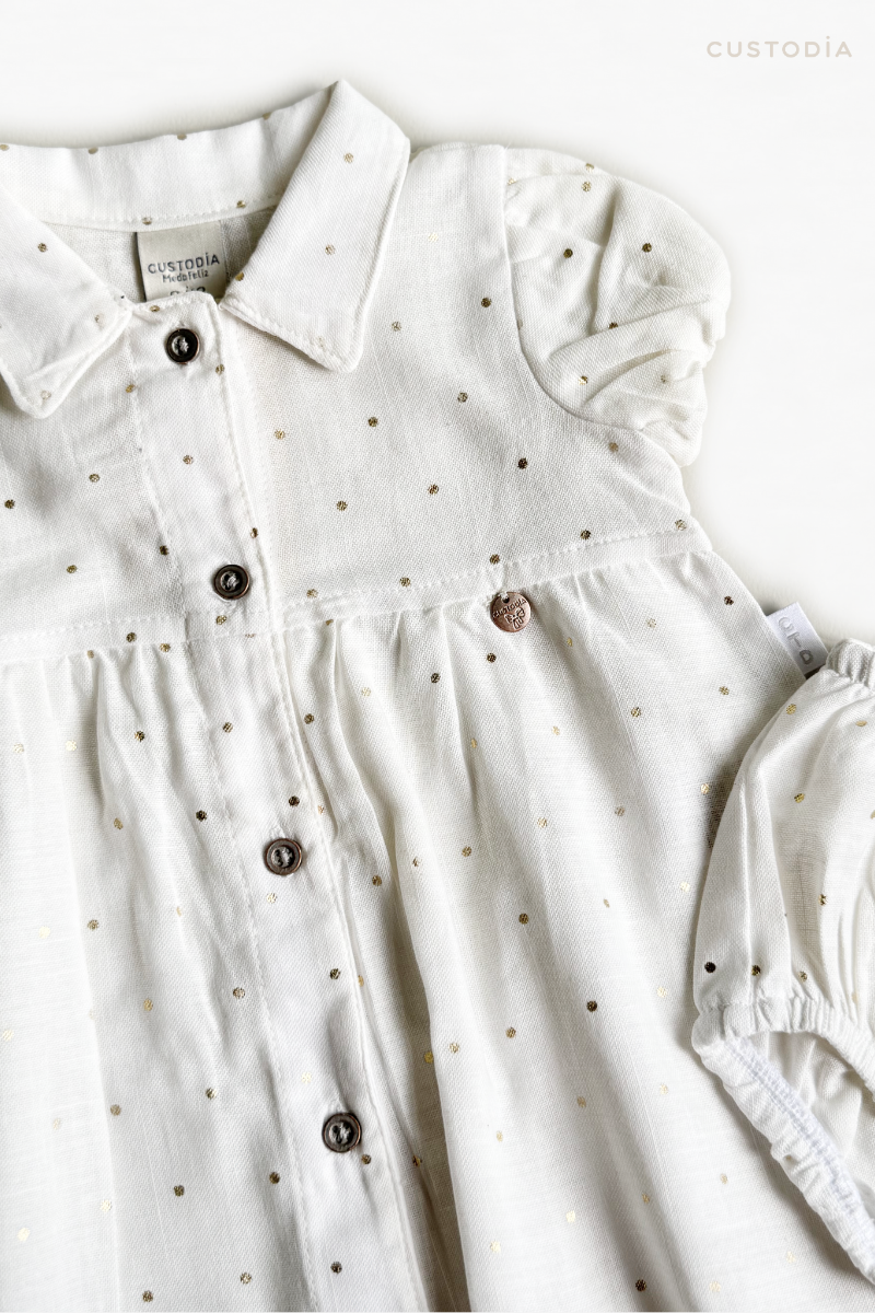 Vestido Puntitos Camisero Con Panty