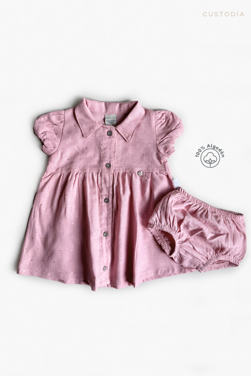 Vestido Puntitos Camisero Con Panty