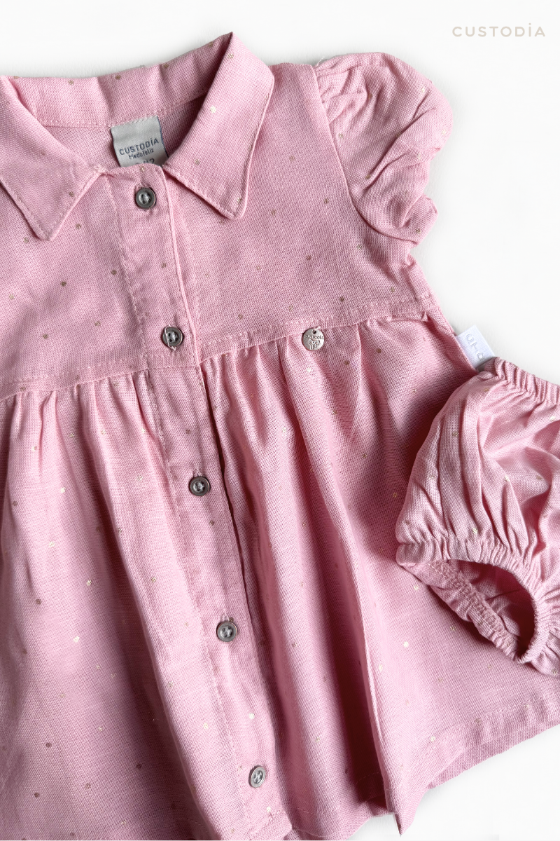 Vestido Puntitos Camisero Con Panty