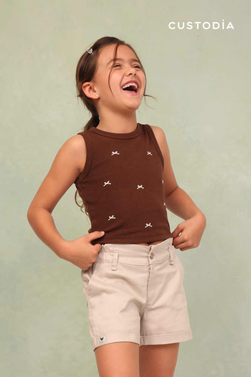 Crop Top Rib Moñitos