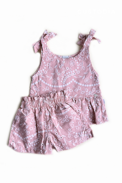 Set Short y Blusita Efecto Bordado