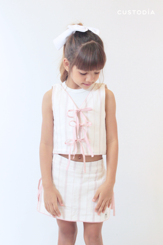 Set Falda Short y Chaleco Rayas