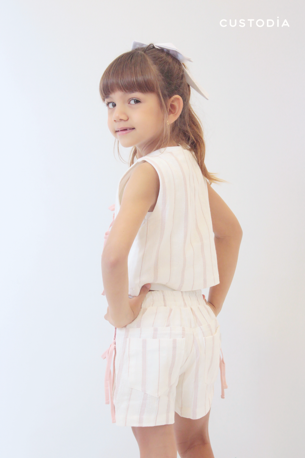 Set Falda Short y Chaleco Rayas