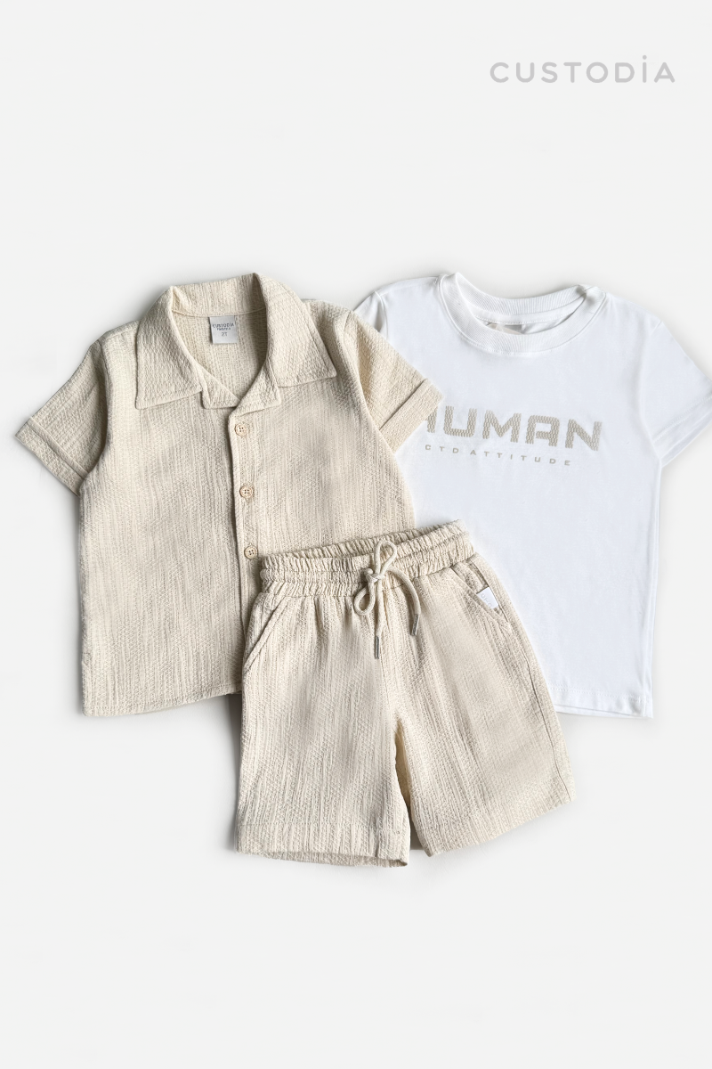 Set 3 Prendas bermuda, Camisa y Camiseta Human
