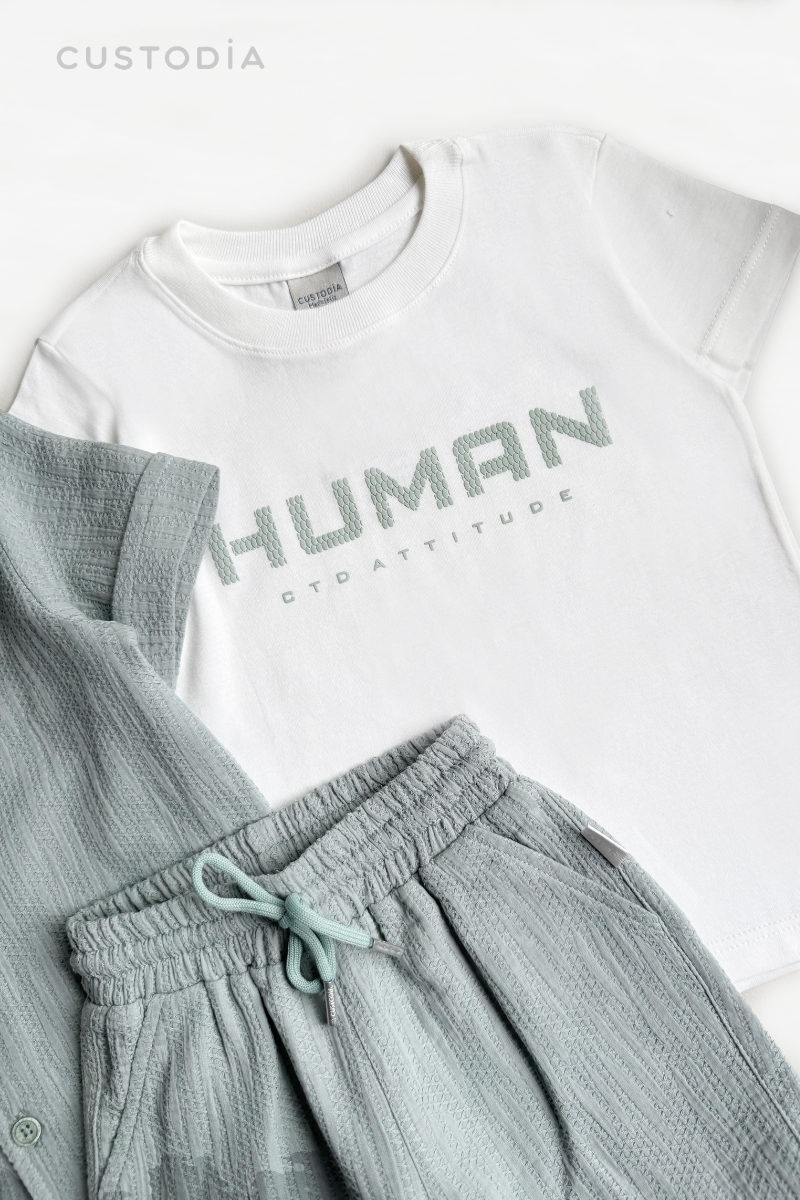 Set 3 Prendas bermuda, Camisa y Camiseta Human