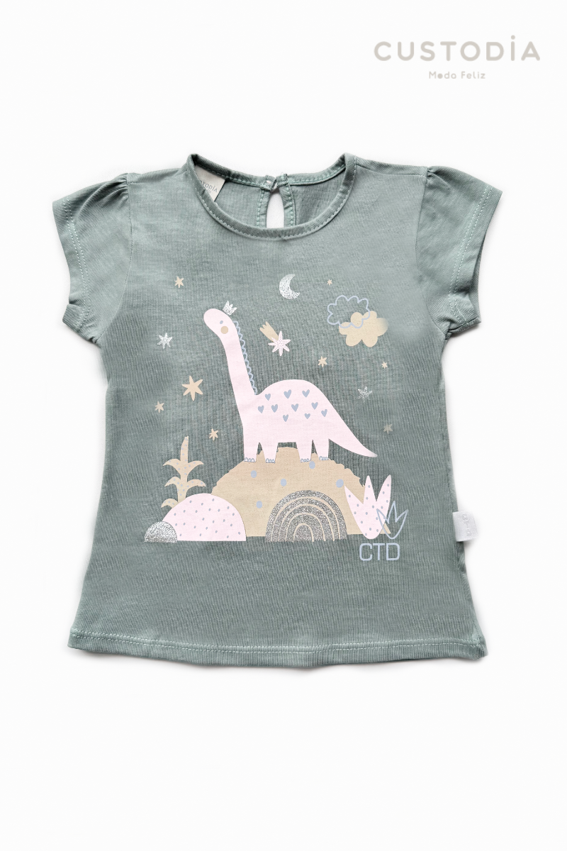 Camiseta Dino Magia Para Bebé Niña