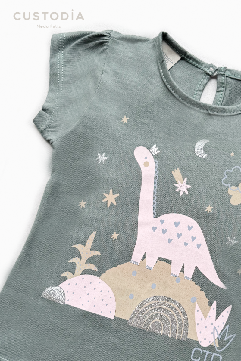 Camiseta Dino Magia Para Bebé Niña