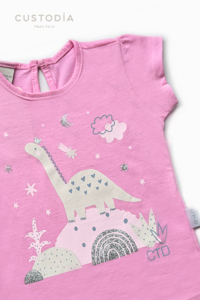 Camiseta Dino Magia Para Bebé Niña