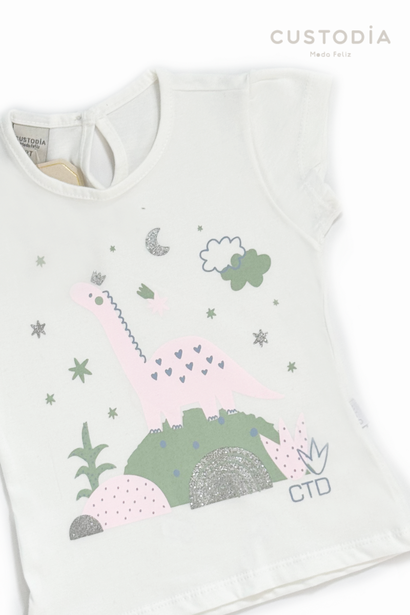 Camiseta Dino Magia Para Bebé Niña