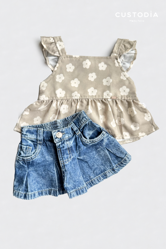 Set Falda Short y Blusa Flower
