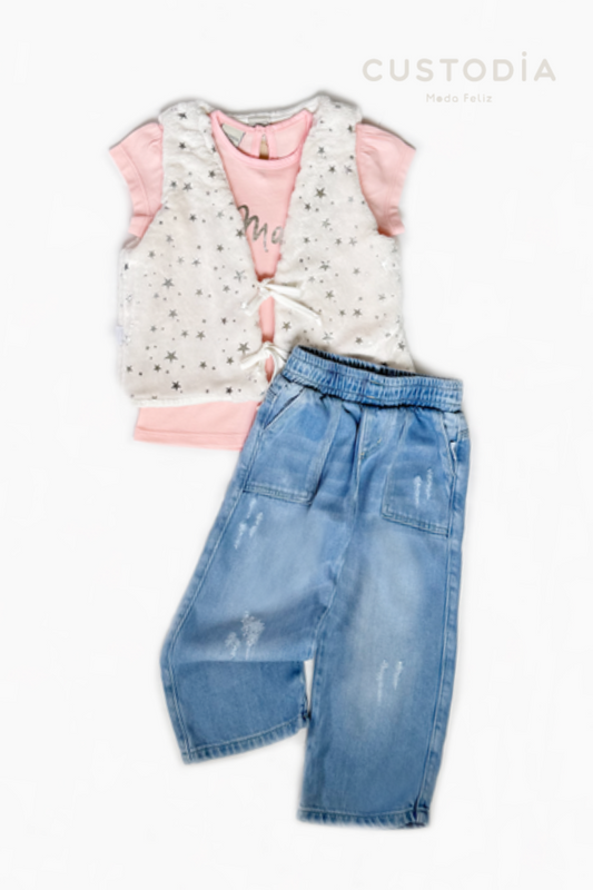 Set Chaleco, Camiseta y Jean Estrellas Mágicas