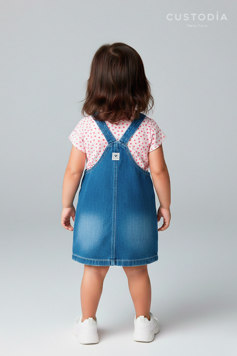 Set Jardinera Denim Corazones