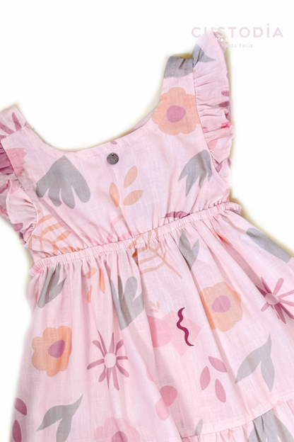 Vestido Flores Moño Espalda