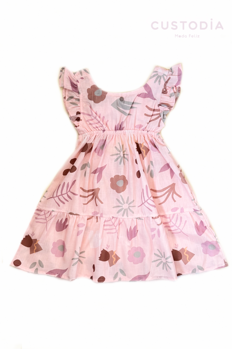 Vestido Flores Moño Espalda