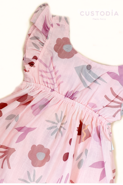 Vestido Flores Moño Espalda