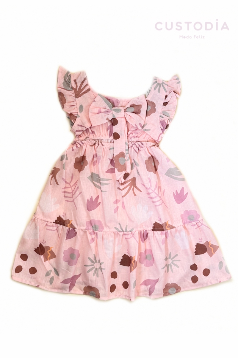 Vestido Flores Moño Espalda