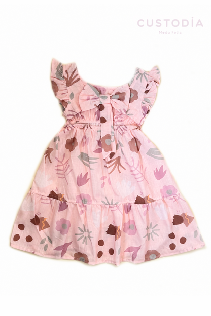 Vestido Flores Moño Espalda