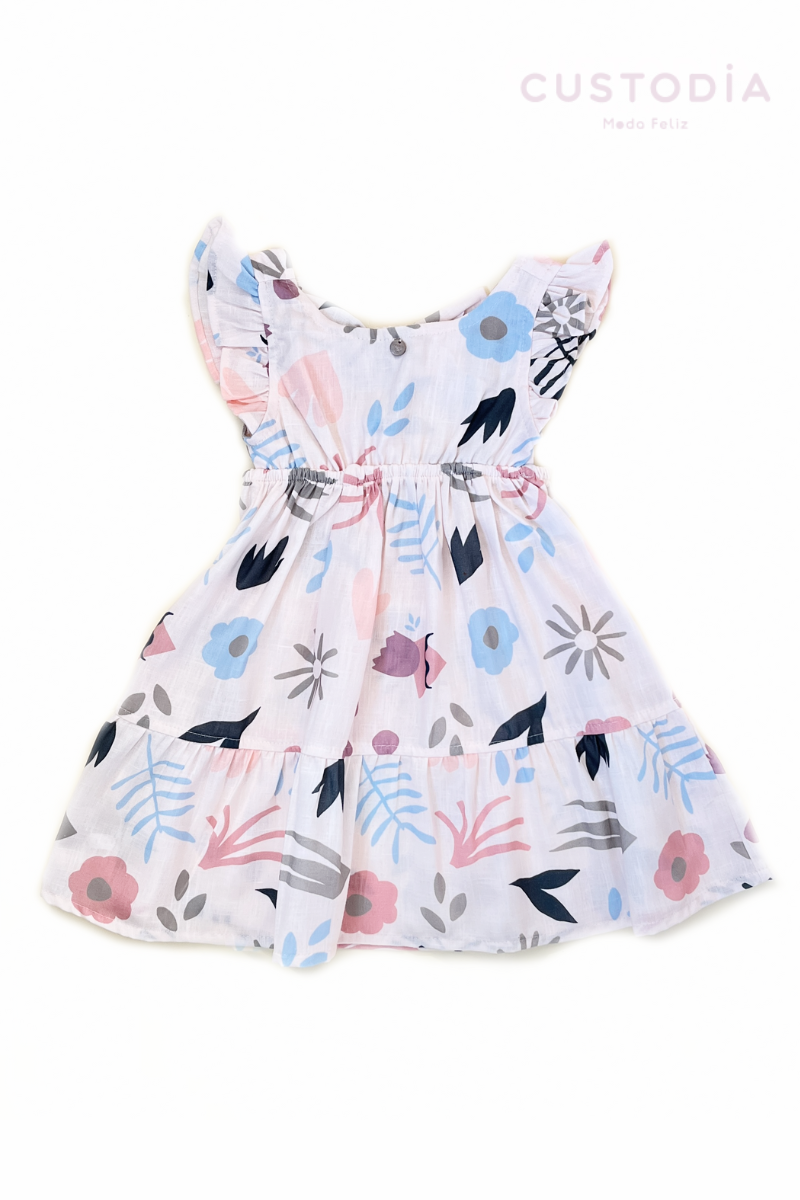 Vestido Flores Moño Espalda