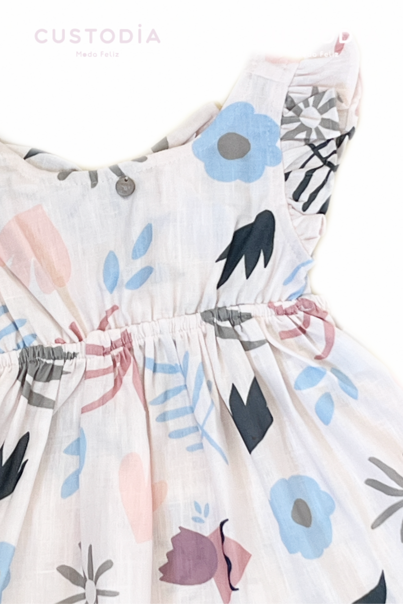Vestido Flores Moño Espalda