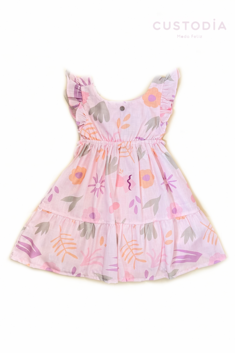 Vestido Flores Moño Espalda