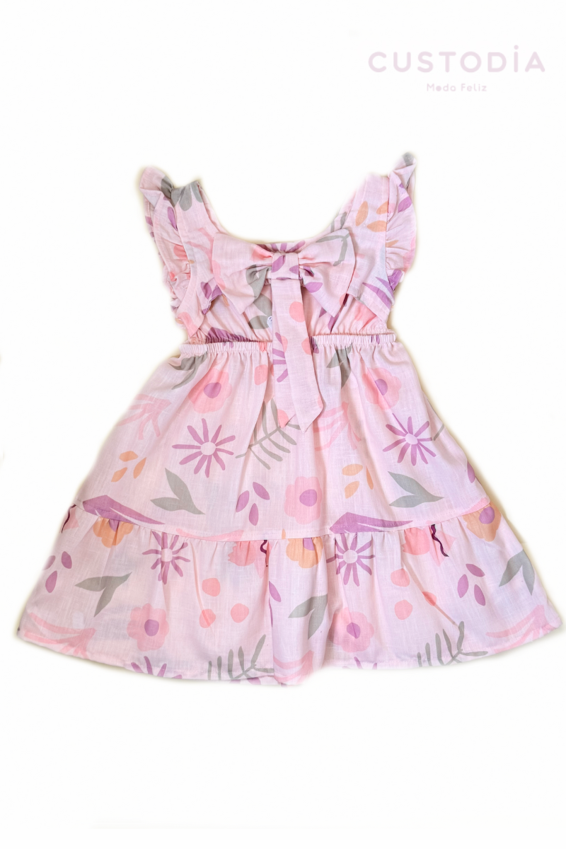 Vestido Flores Moño Espalda