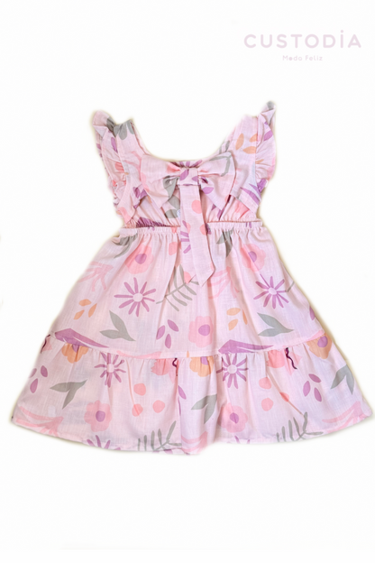 Vestido Flores Moño Espalda