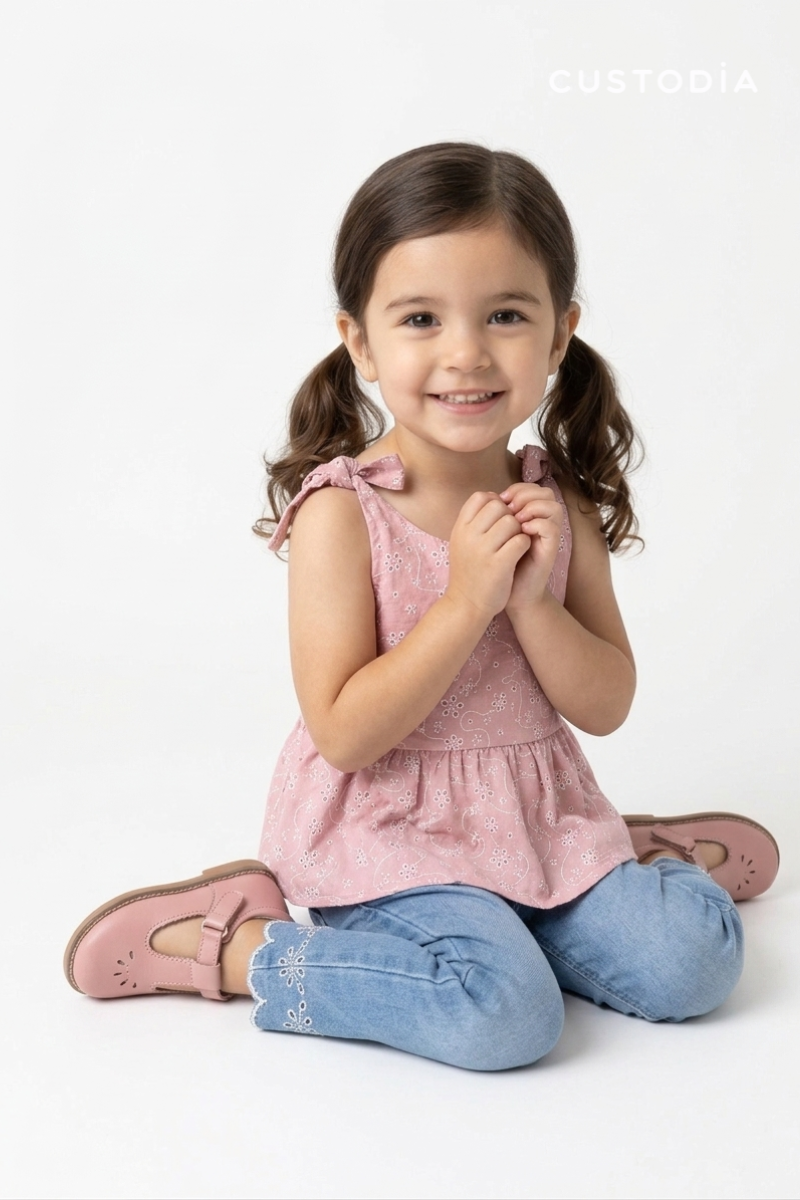 Set 2 Prendas Blusa en Ojalillo Jean con Bota Bordada