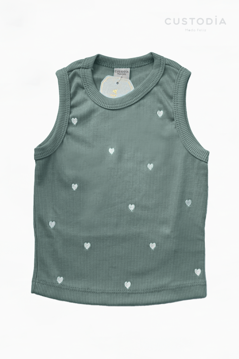 Crop Top Corazones Bordados