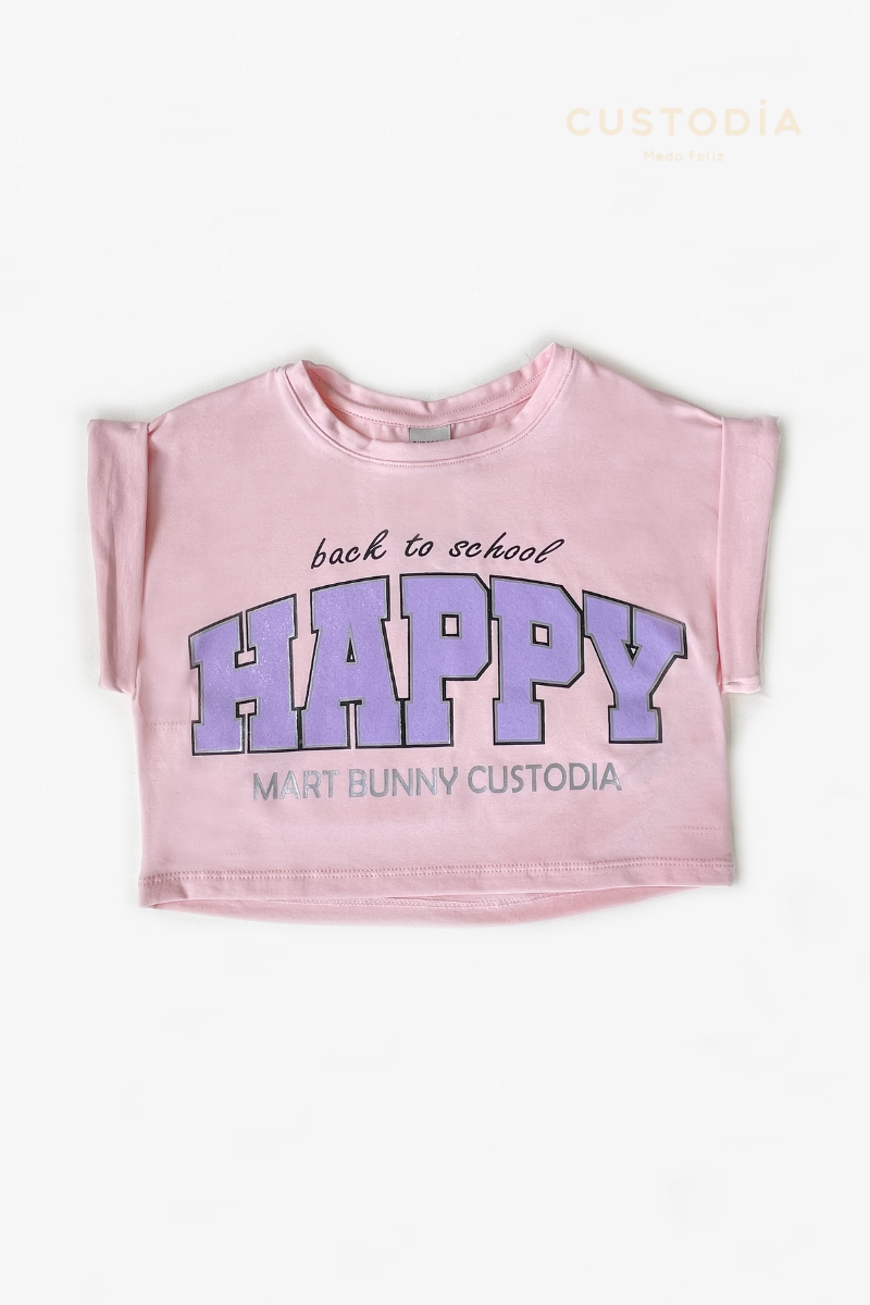 Camiseta Oversize Para Niña Happy