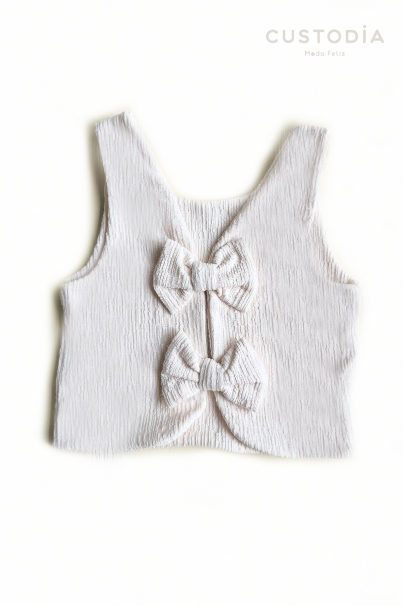 Crop Top Textura Moños Espalda