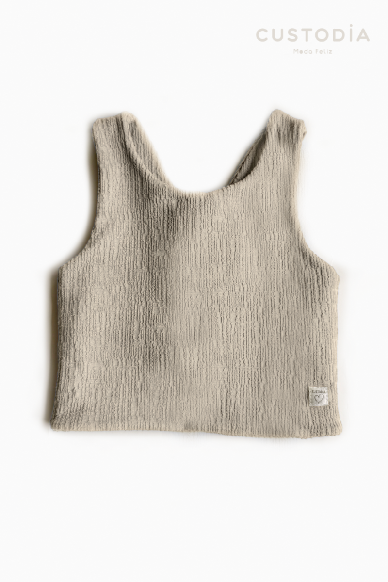 Crop Top Textura Moños Espalda