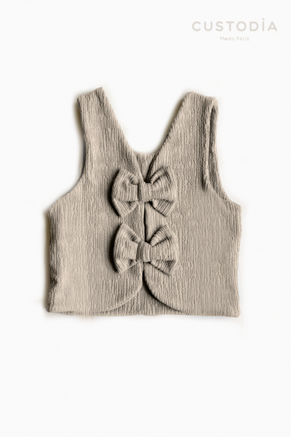 Crop Top Textura Moños Espalda