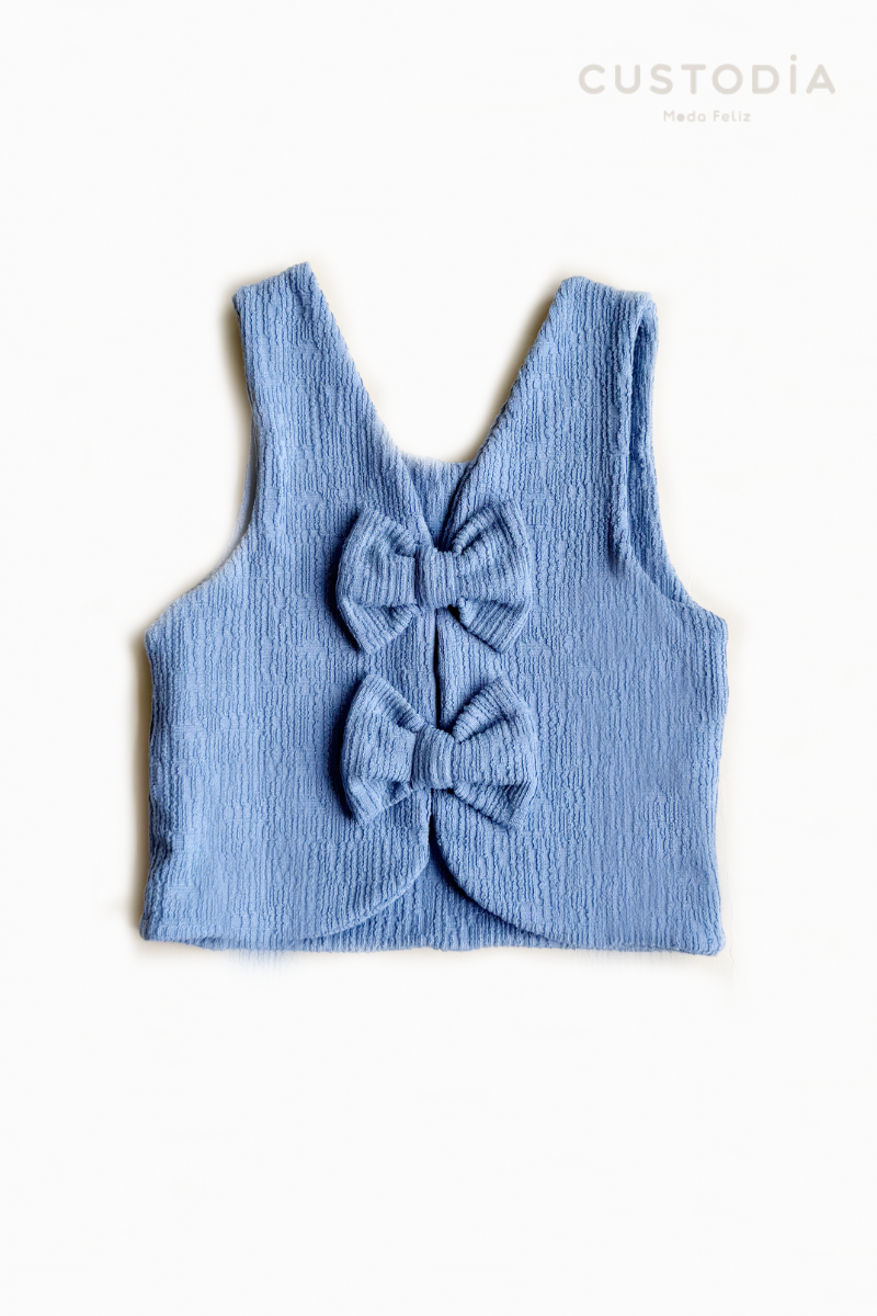 Crop Top Textura Moños Espalda