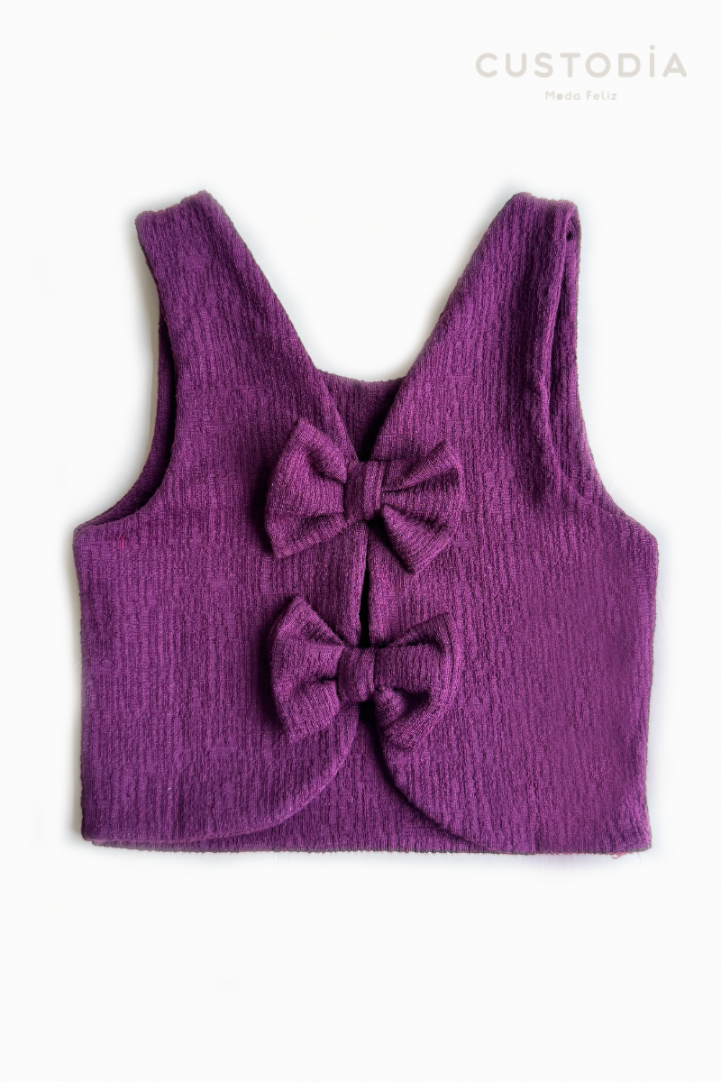 Crop Top Textura Moños Espalda