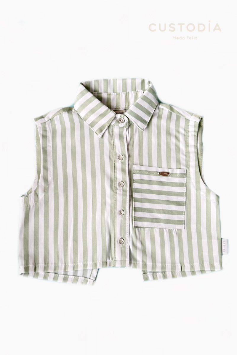 Set 2 Prendas Jean Botones y Camisera Rayas