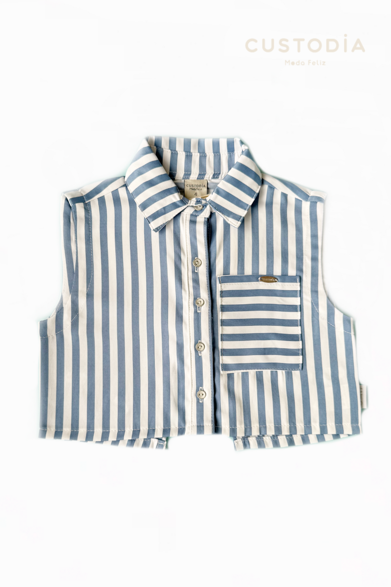 Set 2 Prendas Jean Botones y Camisera Rayas