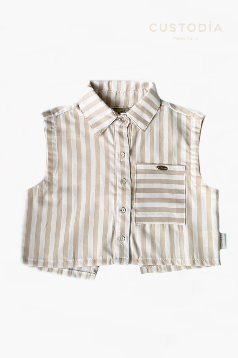 Set 2 Prendas Jean Botones y Camisera Rayas