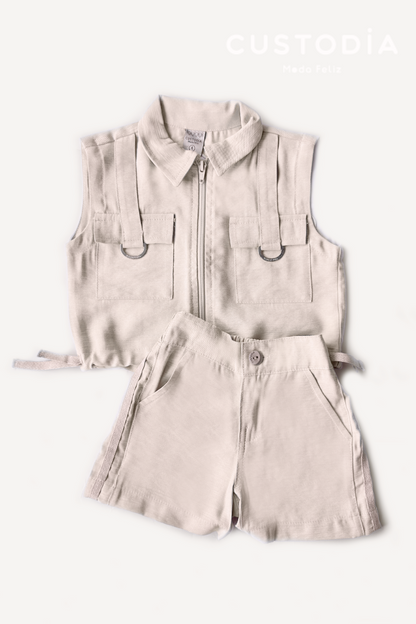 Set 3 Prendas, Short y Chaleco Cargo