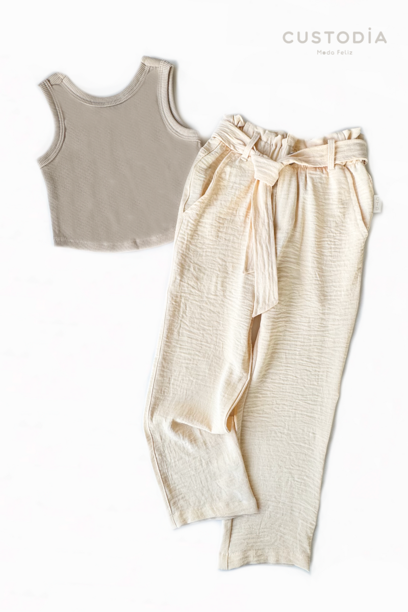 Set Pantalón y Crop Top Moños