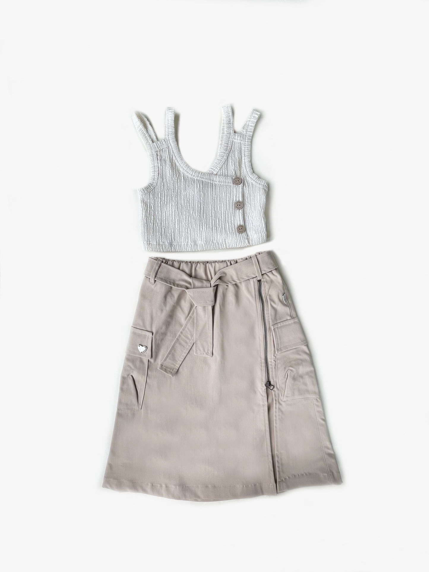 Set Con Falda Larga Estilo Cargo / Maxifalda